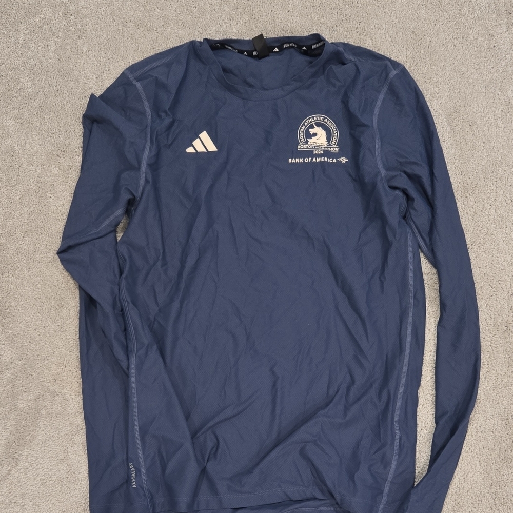 Adidas Dark Blue Boston Marathon Long Sleeve Tee